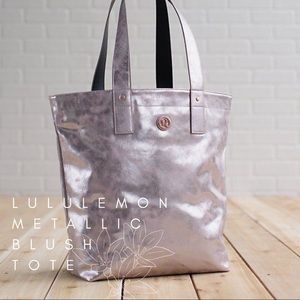 Lululemon Metallic Pale Blush Pink Tote Bag